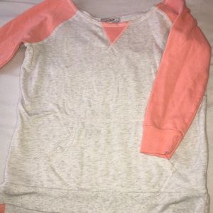 Gray and salmon color shirt